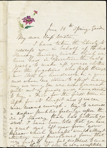 Letter from Sarah H. Ernst, Spring Gardens, to Anne Warren Weston, [1849] June 16