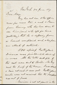 Letter from Oliver Johnson, New York, [New York], to William Lloyd Garrison and Samuel May, 1857 June 24