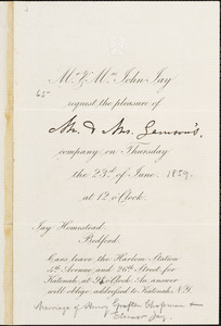 Letter from John Jay, Jay Homestead, Bedford, [New York], to Helen Eliza Garrison and William Lloyd Garrison, [1859]