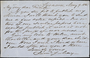 Letter from Samuel Joseph May, Syracuse, [New York], to William Lloyd Garrison, 1861 May 9