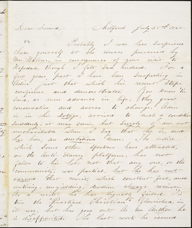 Letter From B.B. Marshall, Milford, [Massachusetts], To William Lloyd ...