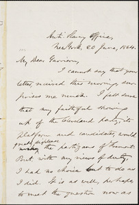 Letter from Oliver Johnson, Anti-Slavery Office, New York, [New York], to William Lloyd Garrison, 1864 June 20