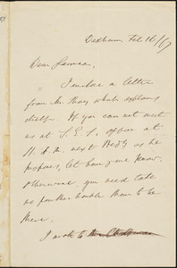 Letter from Edmund Quincy, Dedham, [Massachusetts], to William Lloyd Garrison, [18]67 Feb[ruary] 16