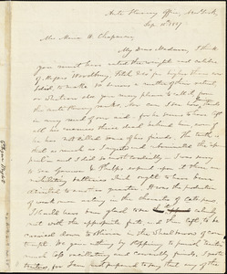 Letter from Elizur Wright, New York, [New York], to Maria Weston, 1837 Sept[ember] 15