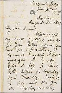 Letter from Sarah Parker Remond, London, [England], to William Lloyd Garrison, 1867 August 24
