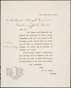 Letter from Wesley Washinton Pasko, New-York, [New York], to William Lloyd Garrison, 1876 Nov[ember] 20