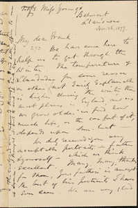 Letter from William Robson, Belmont, Llandudno, [Wales], to Francis Jackson Garrison, [1877 November 26]