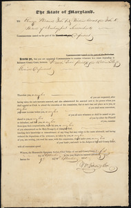 Appointment of Ebenezer Steadman, John Fitz, William Woart, and John R. Hudson, as commissioners by the Maryland Circuit Court, [Baltimore, Maryland], 1830 September 9