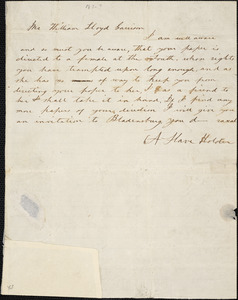 Letter from A Slave Holder, Camden Court House, N[orth] C[arolina], to William Lloyd Garrison