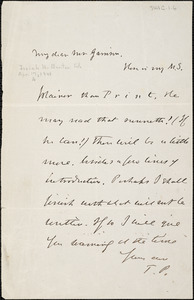 Letter from Theodore Parker to William Lloyd Garrison