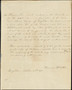 Letter from Hannah S.P. Cotton, Boylston, [Massachusetts], to Maria Weston Chapman, [1839] Oct[ober] 27