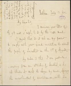 Letter from Edmund Quincy, Dedham, [Massachusetts], to Samuel May, [18]42 July 13