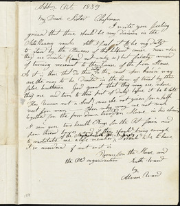 Letter from Ruth Ward, Ashburnham, [Massachusetts], to Maria Weston Chapman, [1839] Oct[ober]