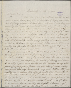 Letter from John M. Fisk, West Brookfield, [Massachusetts], to Samuel May, 1846 Apr[il] 26