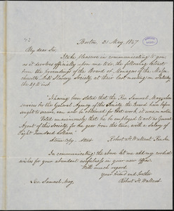 Letter from Robert Folger Wallcut, Boston, [Massachusetts], to Samuel May, 1847 May 31