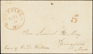 Letter from Julia S. Webb and H.C. Arnold, Westfield, [Massachusetts], to Samuel May, [18]49 Nov[ember] 3d