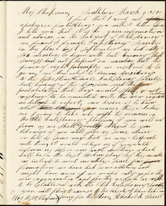 Letter from Rachel Hunt, Southboro, [Massachusetts], to Maria Weston Chapman, 1840 March 09