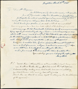 Letter from Mary White, Boylston, [Massachusetts], to Maria Weston Chapman, 1840 March 16