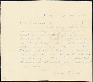 Letter from Lucina Wilmarth, Dodgeville, [Rhode Island], to Maria Weston Chapman, 1840 March 9