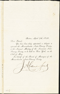 Letter from John Anderson Collins, Boston, [Massachusetts], to Caroline Weston, 1840 April 9