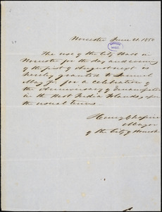 Letter from Henry Chapin, Worcester, [Massachusetts], to Samuel May, 1850 June 21