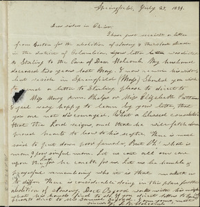 Letter from L.B. Holcomb, Springfield, [Massachusetts], to Maria Weston Chapman, 1839 July 25