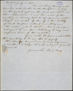 Letter from Lewis Ford, Boston, [Massachusetts], to Samuel May, 1850 July 15