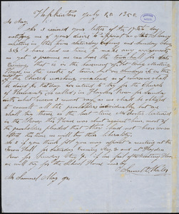 Letter from Samuel D. Wales, Hopkinton, [Massachusetts], to Samuel May, 1850 July 20