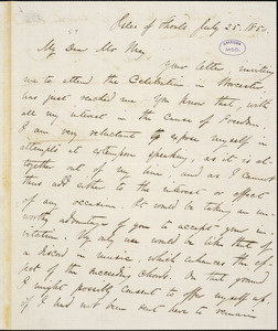 Letter from John Weiss, Isles of Shoals, [Maine], to Samuel May, 1850 July 25