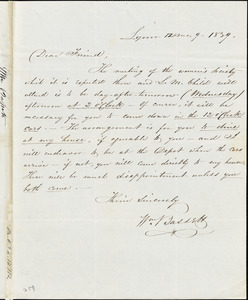 Letter from William Bassett, Lynn, [Massachusetts], to Maria Weston Chapman, 1839 [December] 9