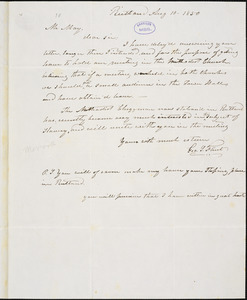 Letter from George S. Flint, Rutland, [Massachusetts], to Samuel May, 1850 Aug[ust] 10