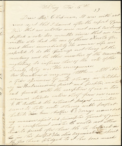 Letter from Eliza Fuller Gill, Fitchburg, [Massachusetts], to Maria Weston Chapman, 1839 Dec[ember] 6