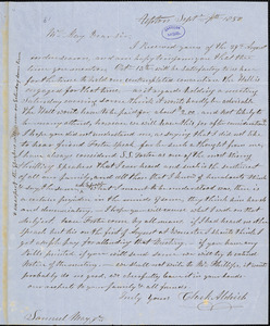 Letter from Clark Aldrich, Upton, [Massachusetts], to Samuel May, 1850 Sept[ember] 7th