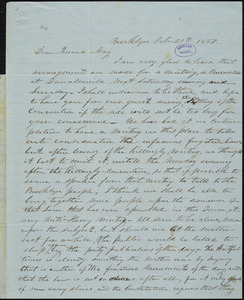 Letter from James B. Whitcomb, Brooklyn, [Connecticut], to Samuel May, 1850 Oct[ober] 20th