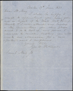 Letter from George W. Putnam, Boston, [Massachusetts], to Samuel May, 1851 June 17th