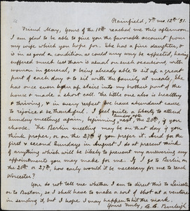 Letter from Charles Calistus Burleigh, Plainfield, [Connecticut], to Samuel May, [18]51 [July] 12