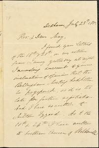 Letter from Edmund Quincy, Dedham, [Massachusetts], to Samuel May, 1851 July 23rd