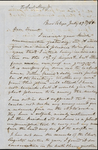 Letter from James B. Whitcomb, Brooklyn, [Connecticut], to Samuel May, [18]51 July 29th