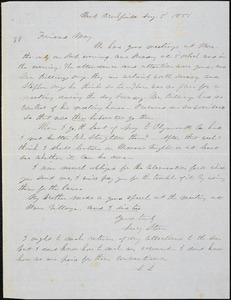 Letter from Lucy Stone, West Brookfield, [Massachusetts], to Samuel May, 1851 Aug[ust] 5