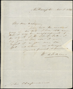 Letter from William Adam, Northampton, [Massachusetts], to Maria Weston Chapman, 1841 Nov[ember] 8.