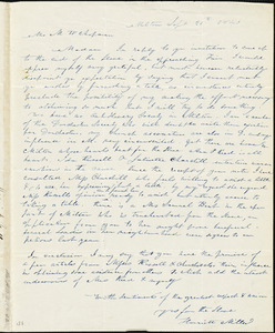 Letter from Harriet Miller, Milton, [Massachusetts], to Maria Weston Chapman, 1840 Sept[ember] 21