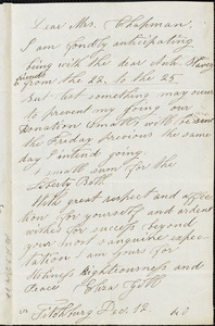 Letter from Eliza Fuller Gill, Fitchburg, [Massachusetts], to Maria Weston Chapman, 1840 Dec[ember] 12