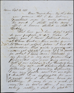Letter from Joseph J. Locke, Barre, [Massachusetts], to Samuel May, 1851 Sept[ember] 12