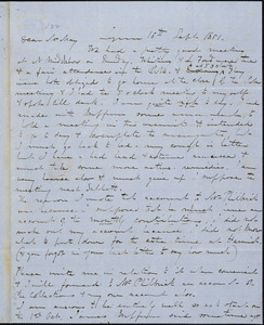Letter from George W. Putnam, Lynn, [Massachusetts], to Samuel May, 1851 Sept[ember] 16th