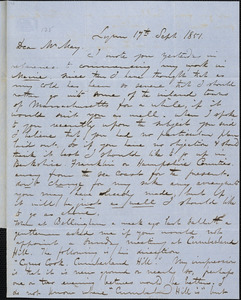 Letter from George W. Putnam, Lynn, [Massachusetts], to Samuel May, 1851 Sept[ember] 17th