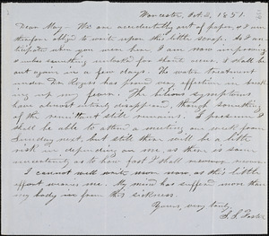 Letter from Stephen Symonds Foster, Worcester, [Massachusetts], to Samuel May, 1851 Oct[ober] 3