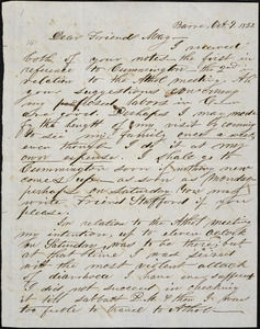 Letter from Joseph J. Locke, Barre, [Massachusetts], to Samuel May, 1851 Oct[ober] 9