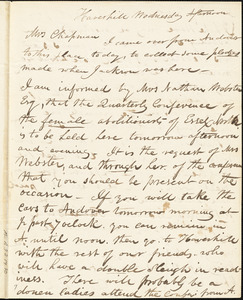 Letter from George Foster, Haverhill, [Massachusetts], to Maria Weston Chapman, [1840]