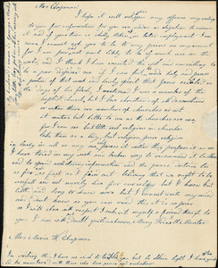 Letter from Mary Frisell Manter, Walpole, [Massachusetts], to Maria Weston Chapman, [1840]