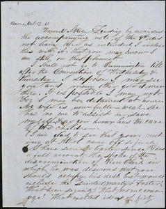 Letter from Joseph J. Locke, Barre, [Massachusetts], to Samuel May, [18]51 Oct[ober] 12